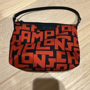 Longchamp Red and Black Logo Mini Le Pliage Shoulder Bag